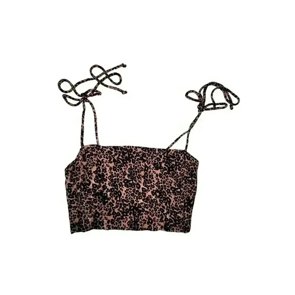 Aritzia Womens Leopard Strappy Crop Top - Picture 1 of 5